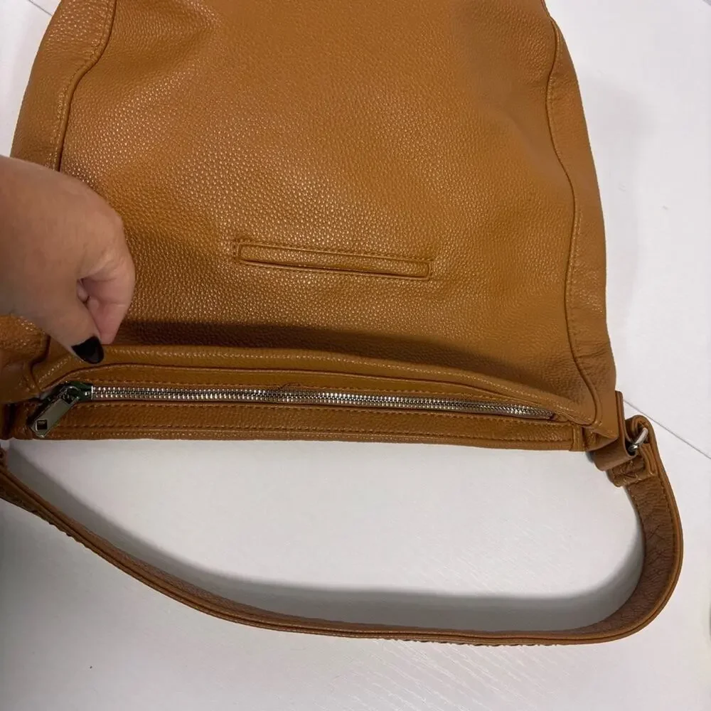 Thirty-One Jewell Tan Faux Leather Hobo Bag Bin10